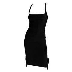 Free Shipping: Tom Ford For Gucci SS 2004 Black Silk Corseted "Fan" Dress! IT 42 8