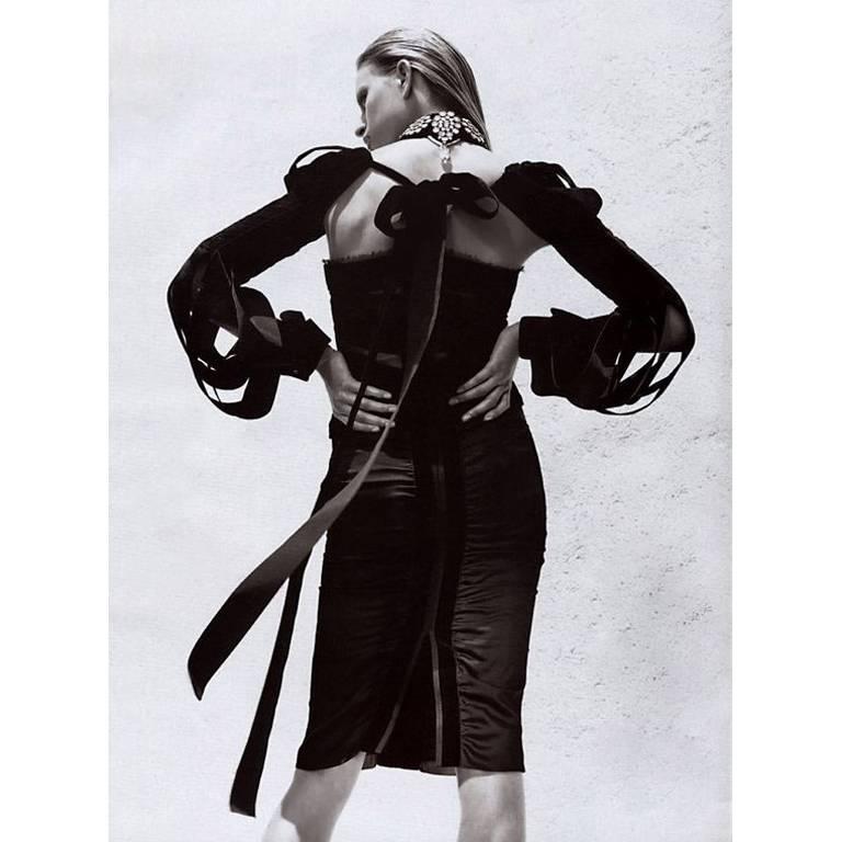 Women's Free Shipping:Tom Ford YSL Rive Gauche 2002 Silk Velvet Ribbon Blouse & Skirt 40