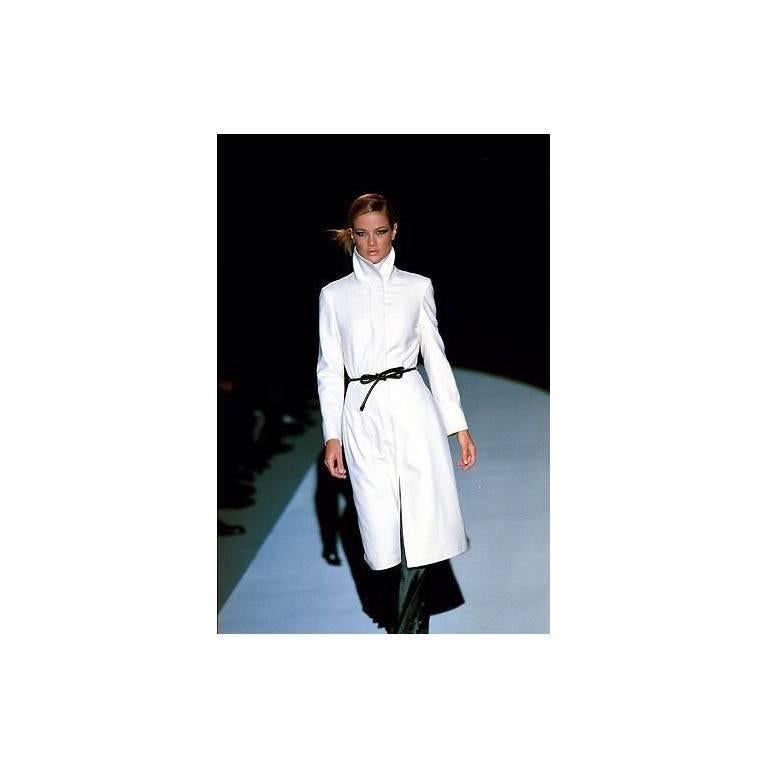 Women's The Most Heavenly Tom Ford Gucci FW 1999 White Cashmere Belted Runway Coat! 44