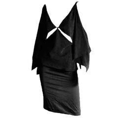 Amazing Tom Ford Gucci FW 2002 Black Silk Gothic Kimono Runway Top & Skirt! 44 8