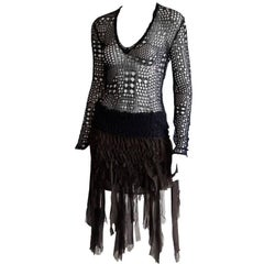 Iconic Tom Ford YSL Rive Gauche SS 2002 Safari Runway Brown Silk Mombasa Skirt! 9