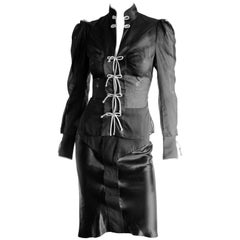Rare Tom Ford YSL Rive Gauche FW 2004 Silk Chinoiserie Runway Blouse & Skirt! 34 9