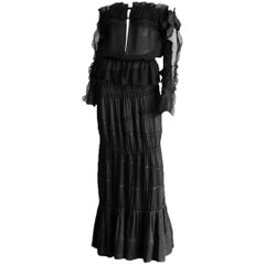 Rare Tom Ford YSL Rive Gauche FW 2001 Silk Gypsy Boho Runway Blouse! 42 7