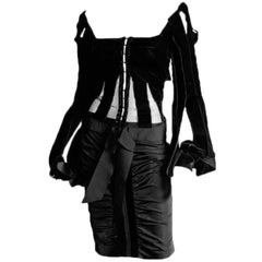 Scrumptious Tom Ford YSL FW 2002 Silk Runway & Ad Campaign Blouse & Skirt! FR 40