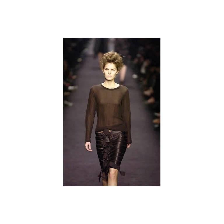 Women's Tom Ford for Yves Saint Laurent YSL FW 2002 Silk Ribbon Skirt FR 40 For Sale