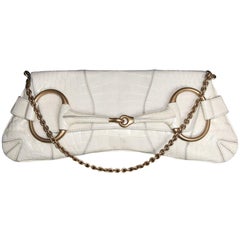 That Ridiculously Chic Tom Ford Gucci FW 2003 White Croc Leather Horsebit Bag!