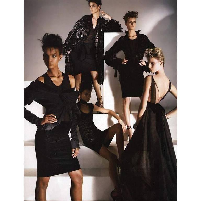 Black Scrumptious Tom Ford YSL FW 2002 Silk Runway & Ad Campaign Jacket & Skirt! FR 42 For Sale