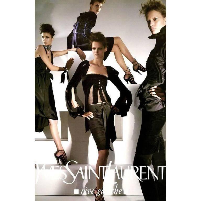 Black Scrumptious Tom Ford YSL FW 2002 Silk Runway & Ad Campaign Jacket & Skirt! FR 42 For Sale