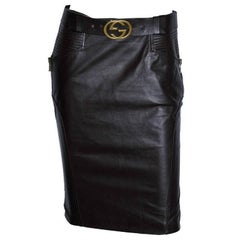 Absolutely Gorgeous Tom Ford Gucci FW 2003 Belted Leather Corseted Skirt! IT 42