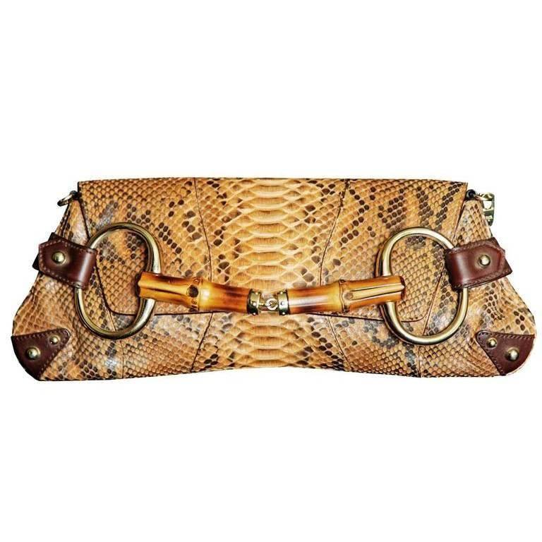 That Ridiculously Chic Tom Ford Gucci SS 2004 Brown Python Leather Horsebit Bag!