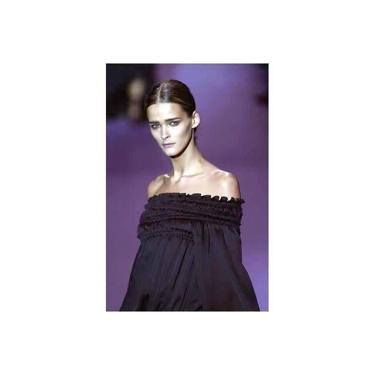 Women's Iconic Tom Ford YSL Rive Gauche FW 2001 Black Silk Runway Blouse & Skirt! FR 42 For Sale