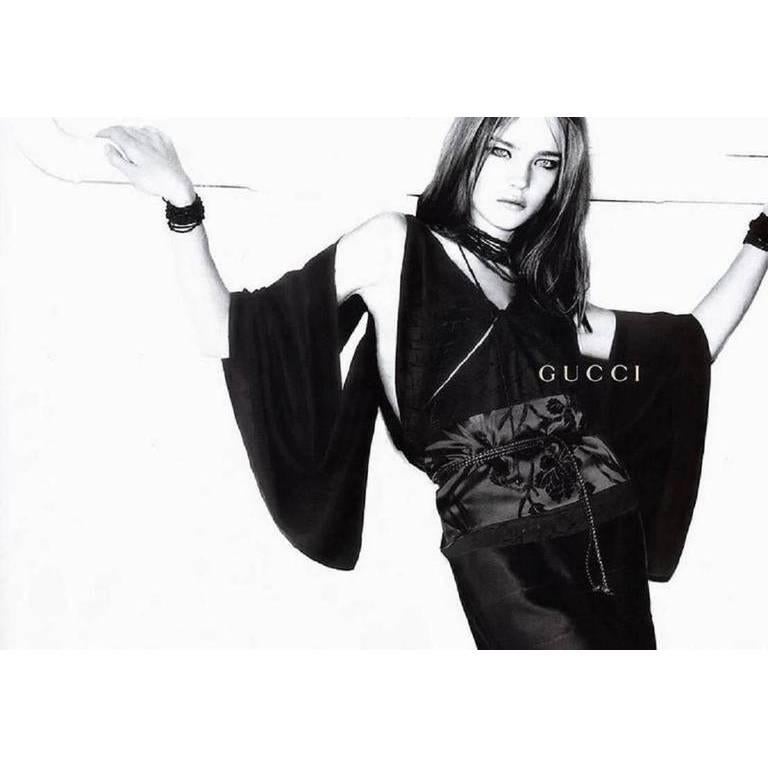 Women's Amazing Tom Ford Gucci FW 2002 Black Silk Gothic Kimono Runway Top & Skirt! 40 For Sale