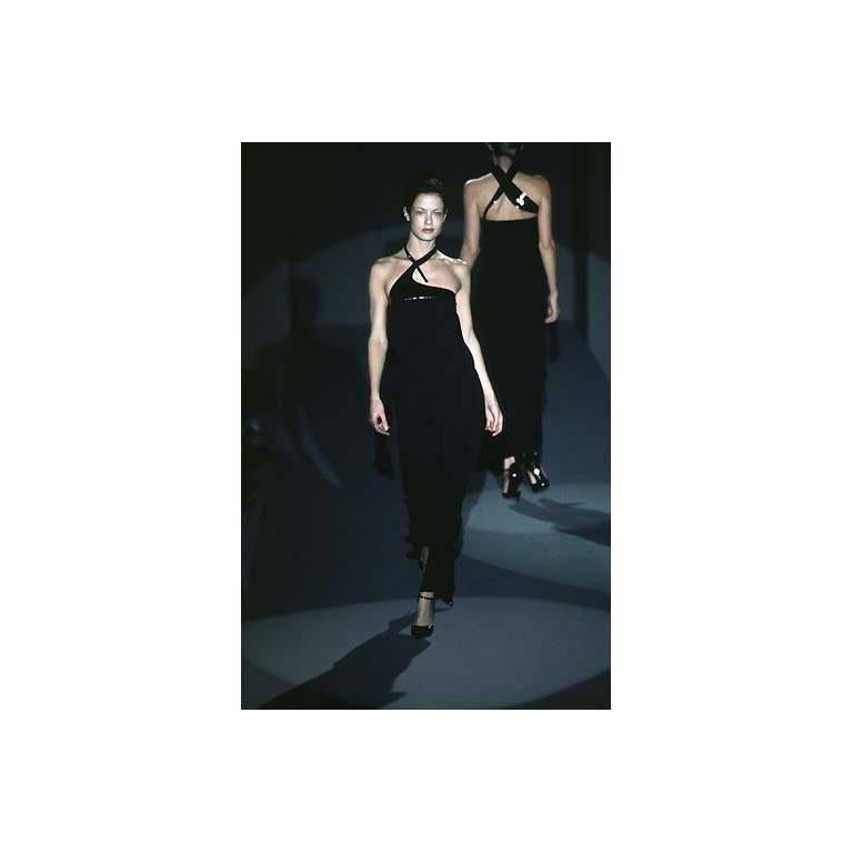 Rare & Iconic Tom Ford For Gucci FW1997 Black Halter Minimalist Maxi Dress! IT44 In Excellent Condition For Sale In Melbourne, AU
