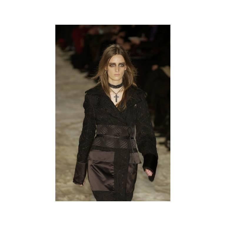 Women's Amazing Tom Ford Gucci FW 2002 Runway Collection Black Silk Kimono Coat & Belt!