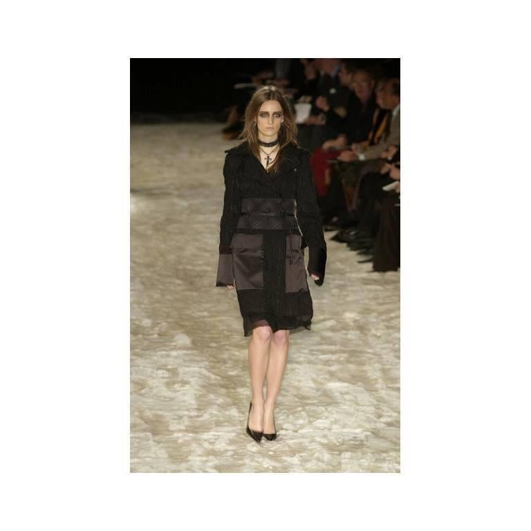 Amazing Tom Ford Gucci FW 2002 Runway Collection Black Silk Kimono Coat & Belt! 1