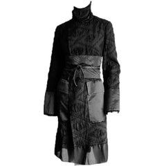 Amazing Tom Ford Gucci FW 2002 Runway Collection Black Silk Kimono Coat & Belt!