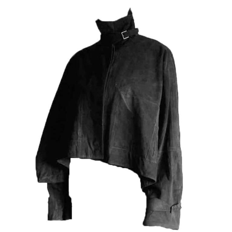 Rare Tom Ford Gucci FW 2002 Black Suede Leather Gothic "Batwing" Runway Jacket! For Sale