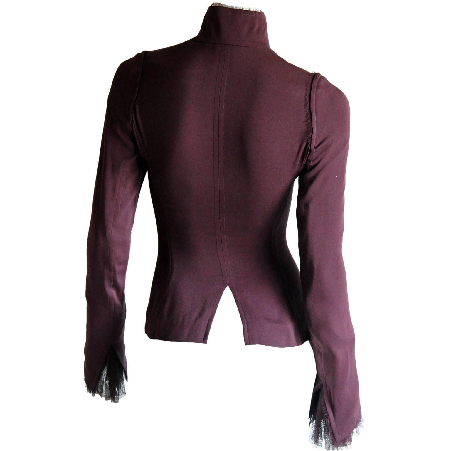 The Most Scrumptious Tom Ford YSL FW 2002 Plum Silk Fitted Jacket & Skirt! FR 38 In Excellent Condition For Sale In Melbourne, AU
