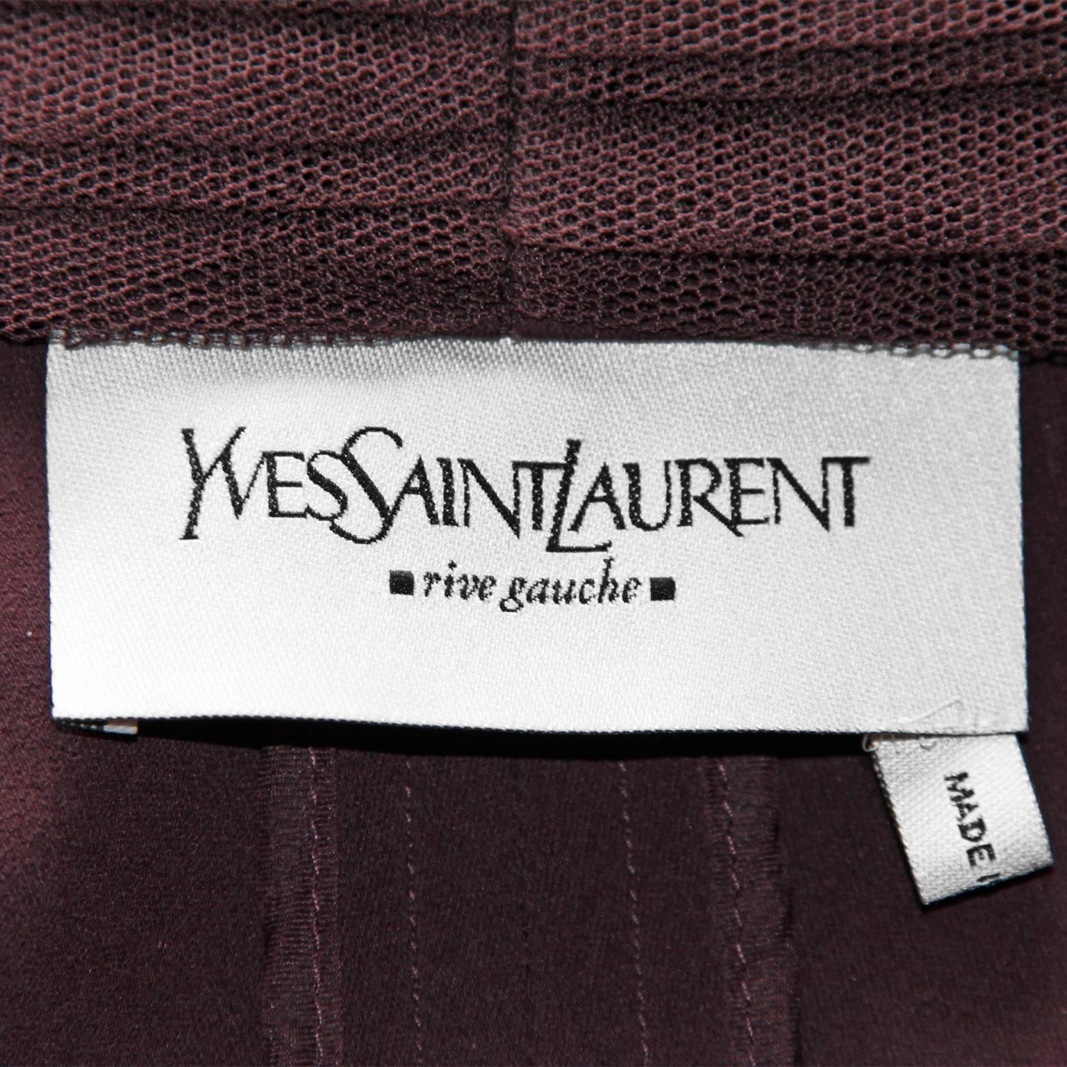 The Most Scrumptious Tom Ford YSL FW 2002 Plum Silk Fitted Jacket & Skirt! FR 38 For Sale 2