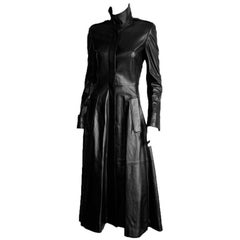 That Tom Ford YSL Rive Gauche FW 2001 Collection Black Leather Runway Coat! FR36