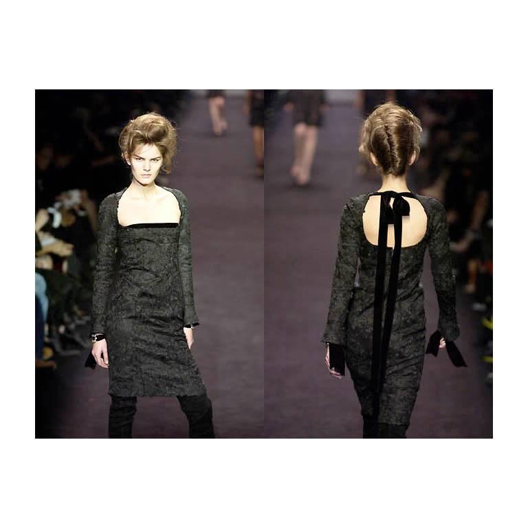 Black Scrumptious Tom Ford YSL FW 2002 Silk Runway & Ad Campaign Blouse & Skirt! FR 42 For Sale