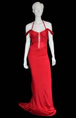 Exquise robe en soie rouge à corset de Tom Ford Gucci FW2003 pour le défilé et la campagne publicitaire