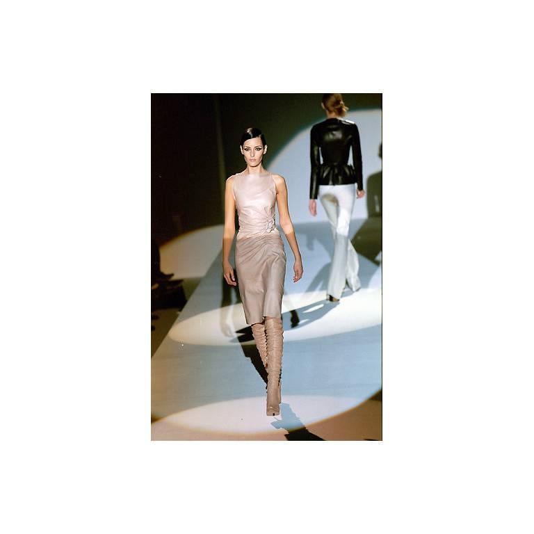 Women's Incredibly Rare & Iconic Tom Ford For Gucci F/W 1999 Nude Leather Runway Dress