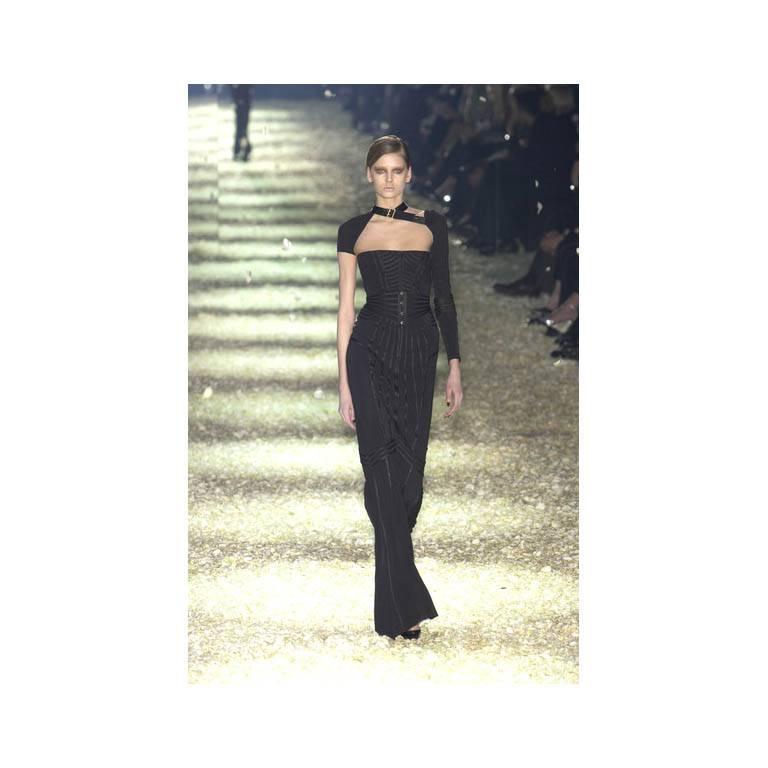 Incredibly Rare & Iconic Tom Ford Gucci FW 2003 Black Silk Corseted Runway Gown 3