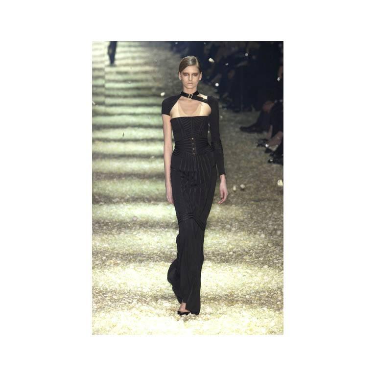 Incredibly Rare & Iconic Tom Ford Gucci FW 2003 Black Silk Corseted Runway Gown 2