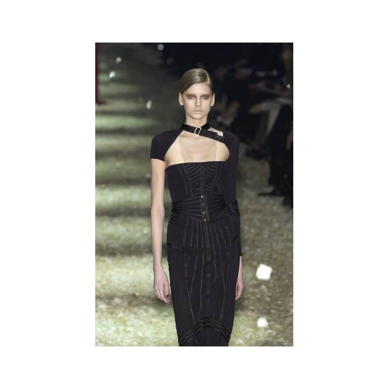 Incredibly Rare & Iconic Tom Ford Gucci FW 2003 Black Silk Corseted Runway Gown 1