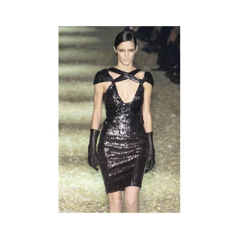 That Heavenly Tom Ford For Gucci FW 2003 Collection Black Sequin Runway Dress 2