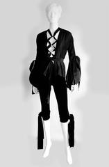 That Iconic Tom Ford YSL Rive Gauche 2002 Black Silk Blend Poet Blouse & Pants!