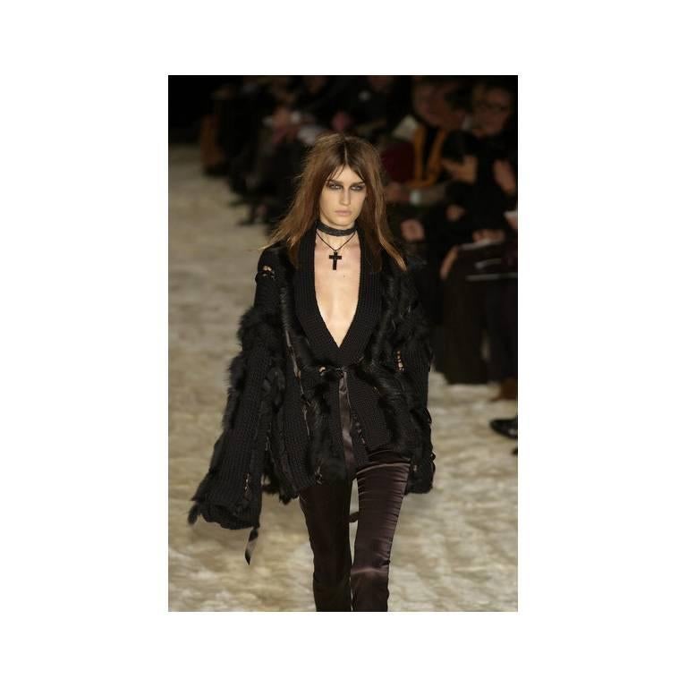 Women's Amazing Tom Ford Gucci FW02 Runway Collection Mink & Silk Trimmed Jacket & Skirt