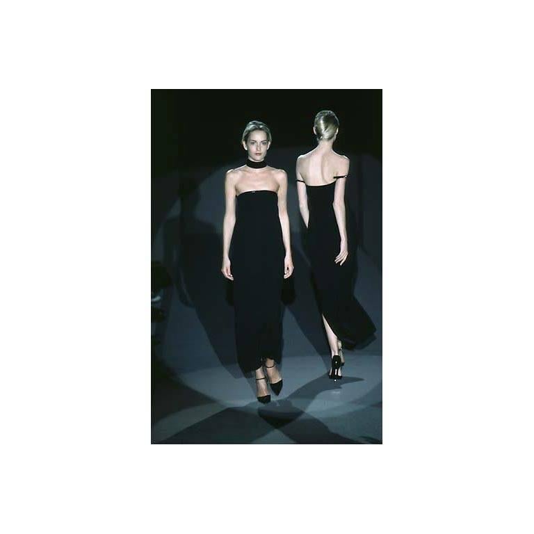 That Iconic Tom Ford Gucci 1997 Black Leather Collar Minimalist Dress IT 42 (1) 2