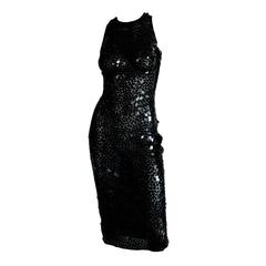 Uber Rare & Incredible Tom Ford Gucci SS 2001 Black Sequin Tulle Corset Dress!