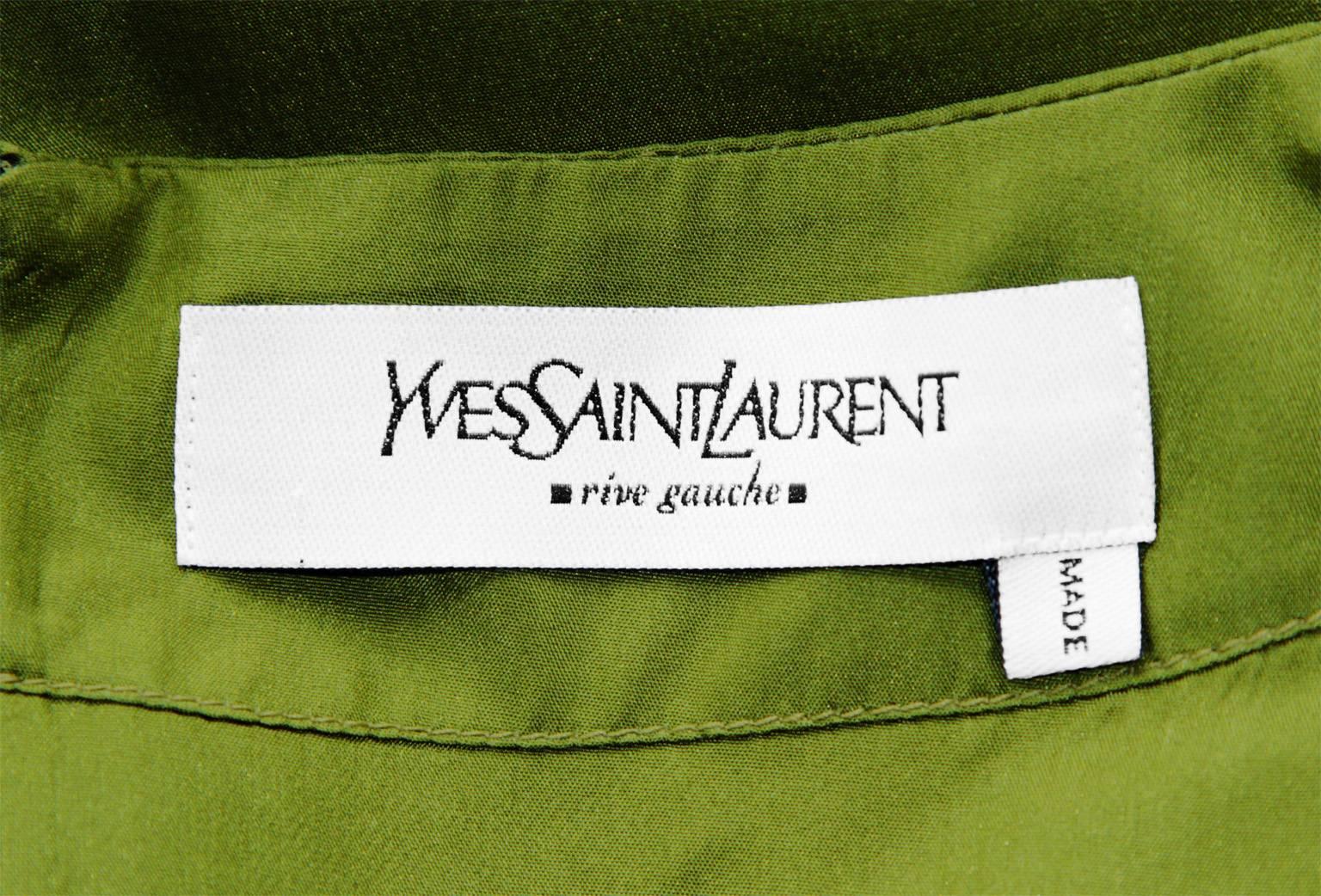 Women's Heavenly Green Silk Tom Ford YSL Rive Gauche SS 2002 Safari Collection Dress!
