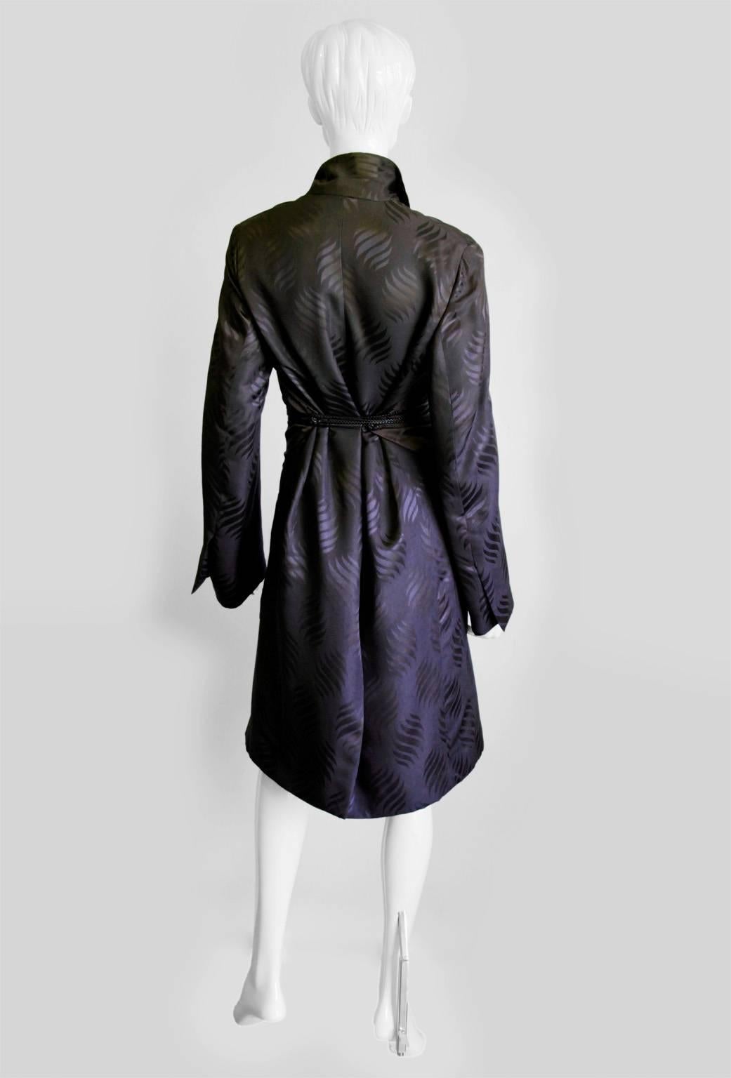 Black Free Shipping: Iconic Tom Ford Gucci FW 2002 Silk Kimono Coat, Obi & Skirt! 38