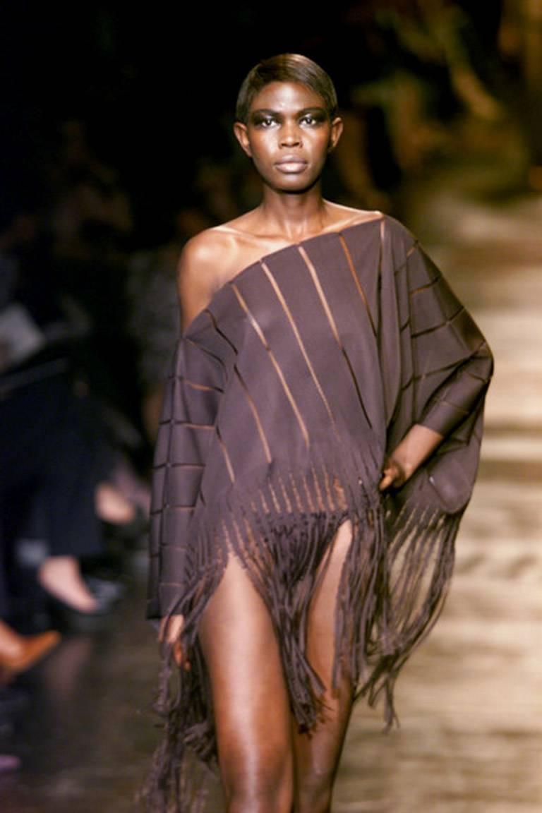 Iconic Tom Ford YSL Rive Gauche SS2002 Safari Collection Chocolate Brown Poncho! 2