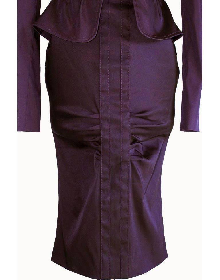 Women's Free Shipping: Aubergine Ruched Tom Ford Gucci FW2004 Runway Jacket & Skirt!