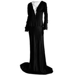Uber Rare Iconic Tom Ford Gucci FW 2002 Black Silk Backless Gothic Runway Gown!