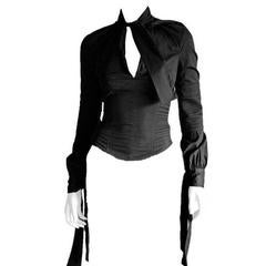 Free Shipping: Tom Ford Gucci FW 2003 Collection Black Corseted LS Blouse! IT 40