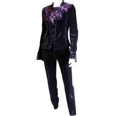 Used Rare Aubergine Velvet Tom Ford Gucci FW2004 Jacket & Two Pairs Of Pants Suit! 44