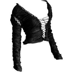 Iconic Tom Ford For YSL Rive Gauche FW 2001 Black "Mummy" Blouse & Skirt! FR 42