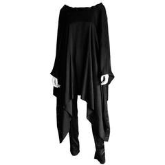 Free Shipping: Tom Ford Gucci FW 2002 Black Silk Gothic Poncho & Pants Set! IT42