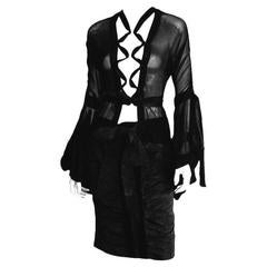 Free Shipping: Iconic Tom Ford YSL Rive Gauche FW 2002 Poet Blouse & Skirt! FR36