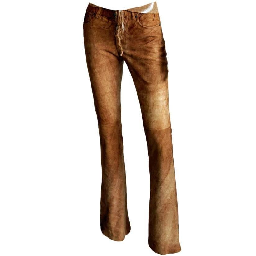 Free Shipping: Iconic Tom Ford YSL Rive Gauche SS 2002 Suede Runway Pants! FR 36