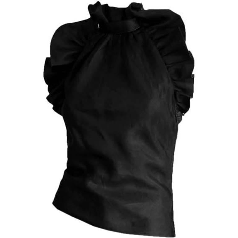 Free Shipping:Rare Tom Ford Gucci FW2000 Silk Taffeta & Leather Backless Blouse!