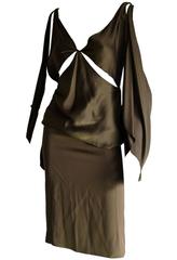 Rare Tom Ford Gucci FW 2002 Khaki Silk Gothic Kimono Runway Top, Skirt & Pants!