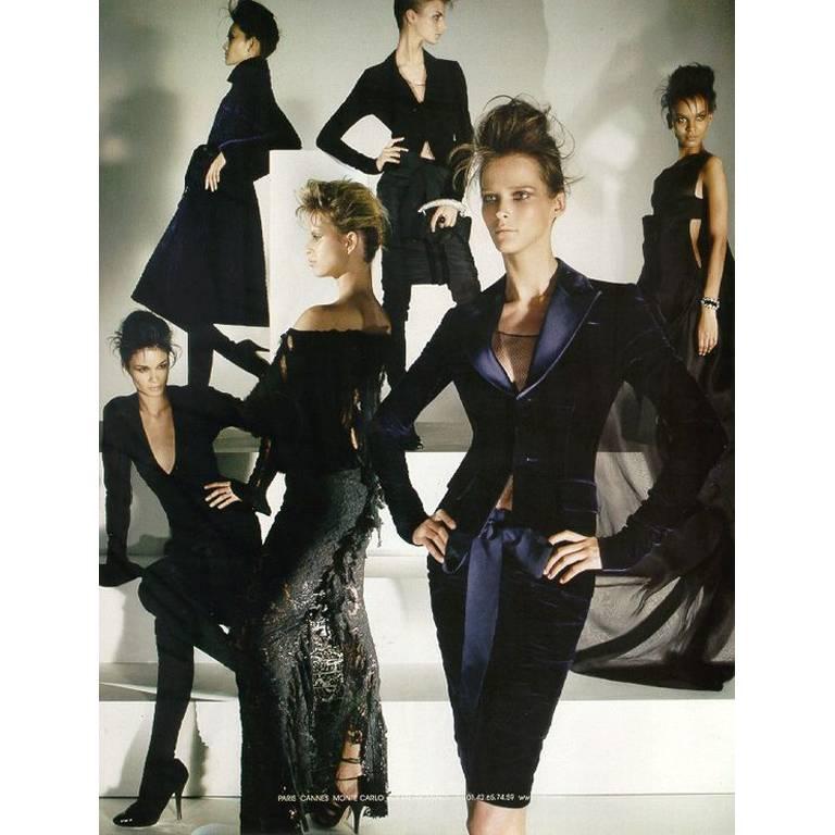 Black Tom Ford for Yves Saint Laurent YSL FW 2002 Silk Ribbon Skirt FR 40 For Sale