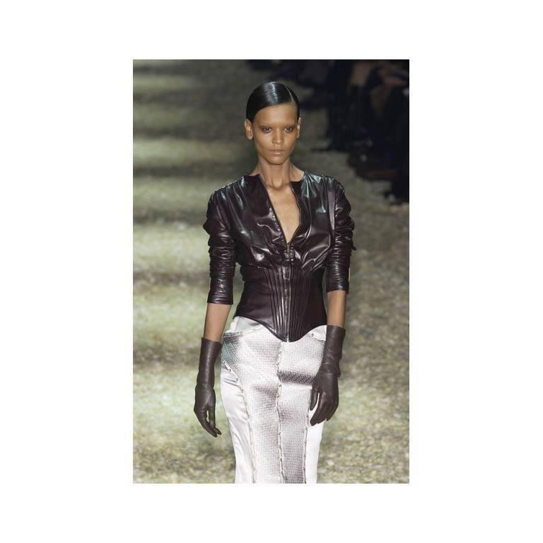Women's Absolutely Gorgeous Tom Ford Gucci FW 2003 Runway Leather Corseted Jacket! IT 42
